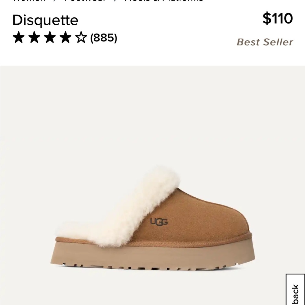 NWB Ugg Disquette slippers in Chestnut color women’s size 7